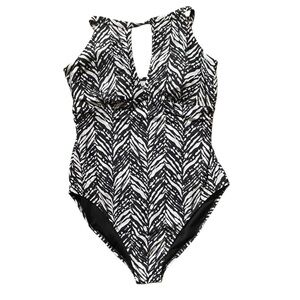 Leilani NWT Zebra Print Swimsuit Adjustable Straps Light Padding Size 16